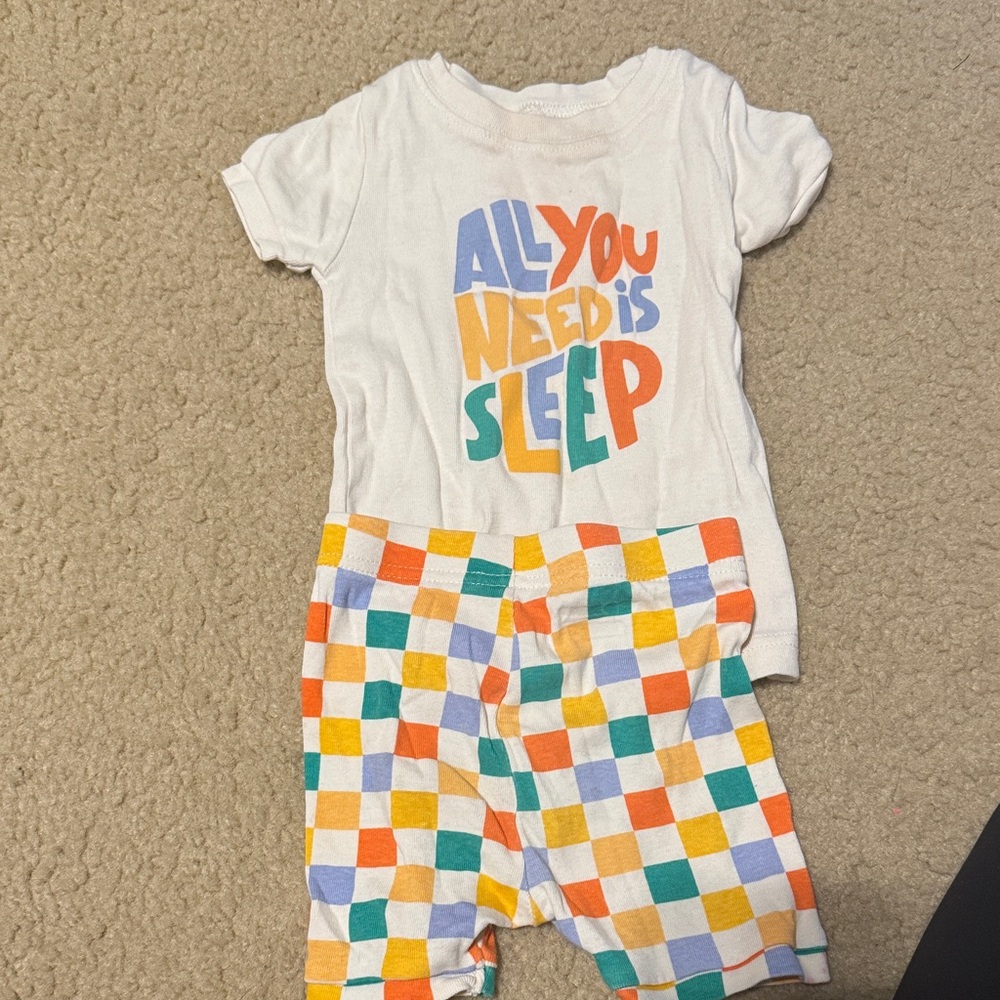 Old Navy White Pajama Set with Colorful Print